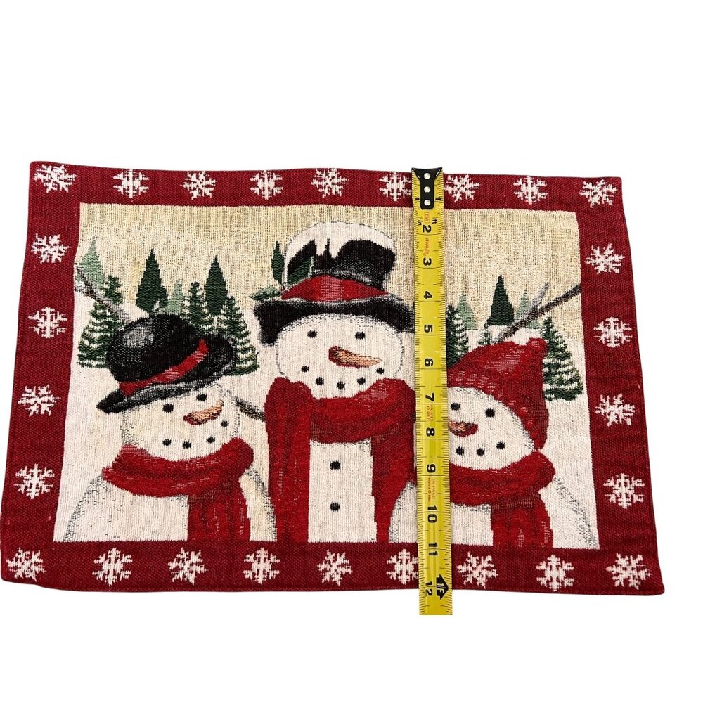St. Nicholas Square Snowman Tapestry Placemats Set of 6 Christmas Holiday Xmas - Picture 6 of 6